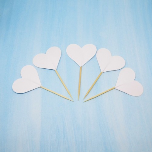 Cupcake Topper Herzen weiß 10 Stück